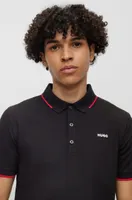 Stretch-cotton slim-fit polo shirt with printed logo