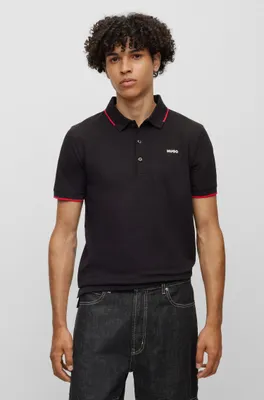 Stretch-cotton slim-fit polo shirt with printed logo