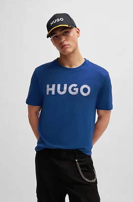 Camiseta regular fit en punto de algodón con logo estampado