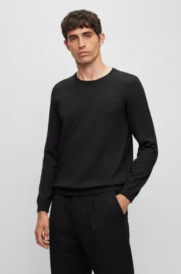 Slim-fit sweater virgin wool with crew neckline