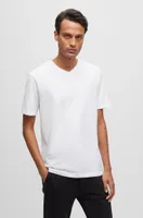 Camiseta slim fit de algodón mercerizado con cuello en pico