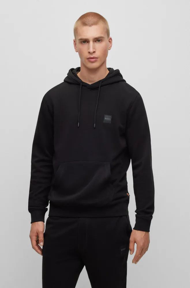 Cotton-terry hoodie with logo patch