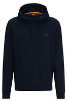 BOSS - Cotton-terry hoodie with logo patch Dark Blue