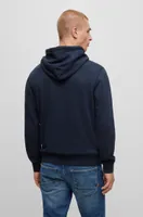 BOSS - Cotton-terry hoodie with logo patch Dark Blue