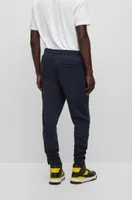 BOSS - Cotton-terry tracksuit bottoms with logo patch Dark Blue