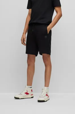 Drawstring shorts French terry cotton with logo patch
