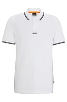 Cotton-piqué polo shirt with contrast logo and tipping