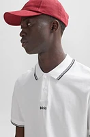 Cotton-piqué polo shirt with contrast logo and tipping