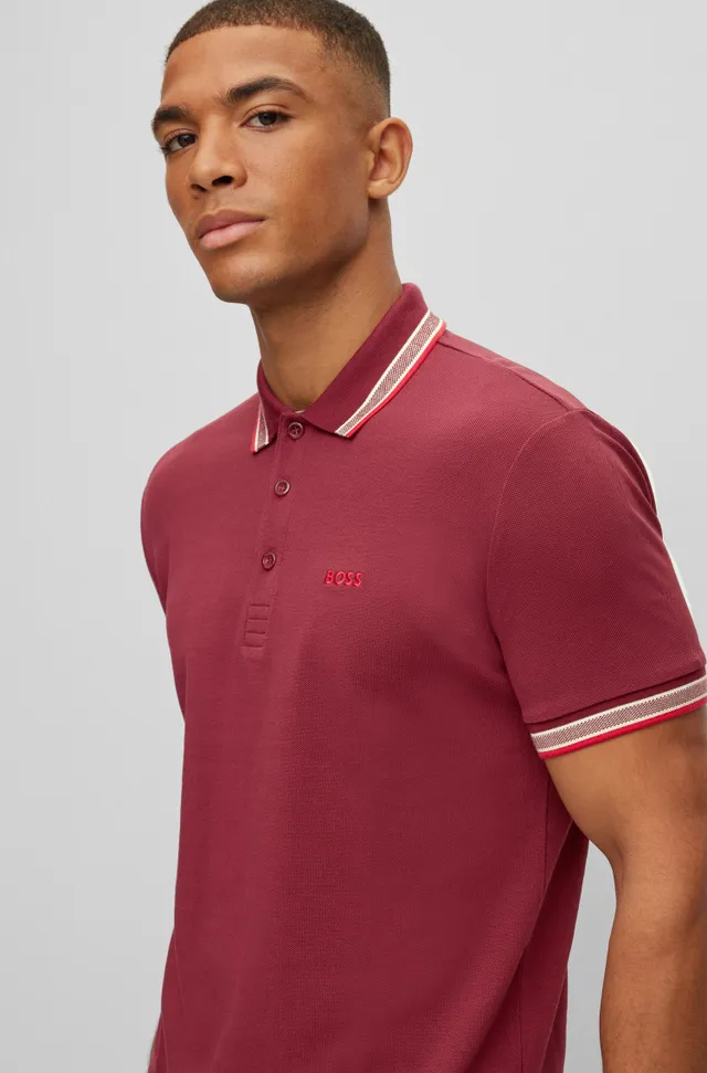 BOSS - Regular-fit cotton-piqué polo shirt with rainbow logo