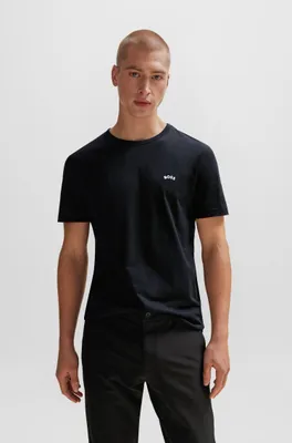 Cotton-jersey T-shirt with curved logo