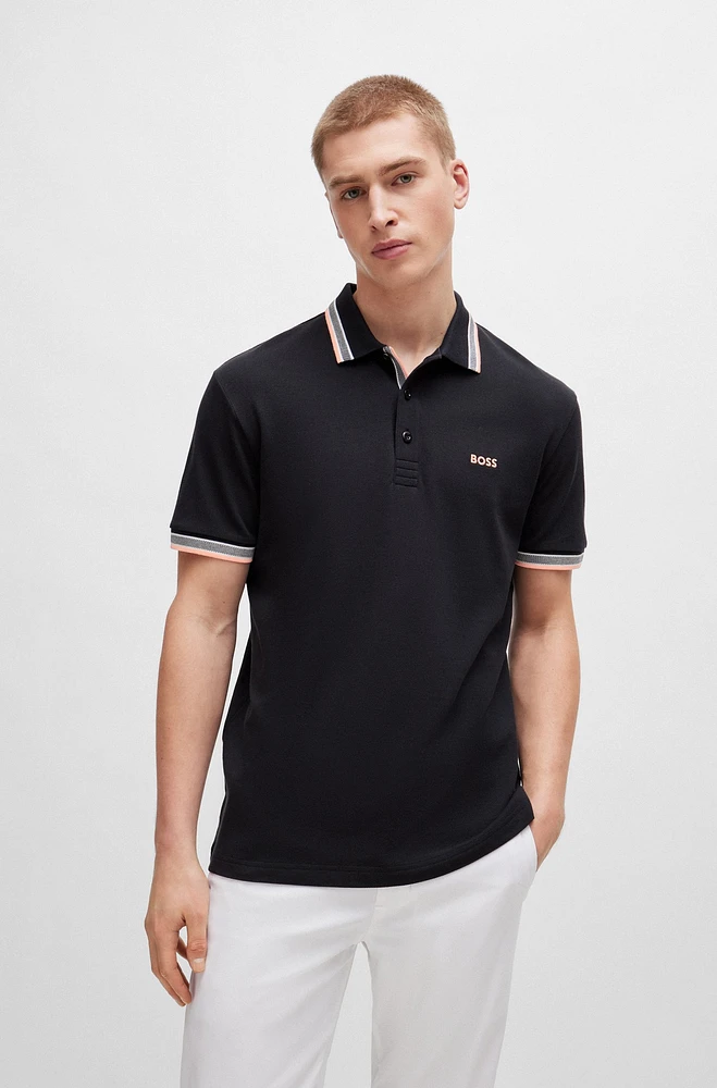 Polo shirt with contrast logo details