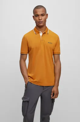 Cotton-blend polo shirt with contrast details