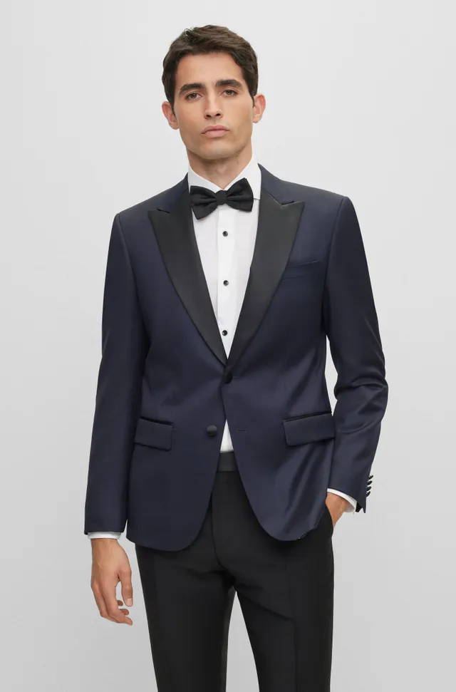 BOSS - Slim-fit tuxedo jacket in pure-cotton velvet