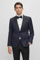 BOSS - Slim-fit tuxedo jacket wool serge Dark Blue