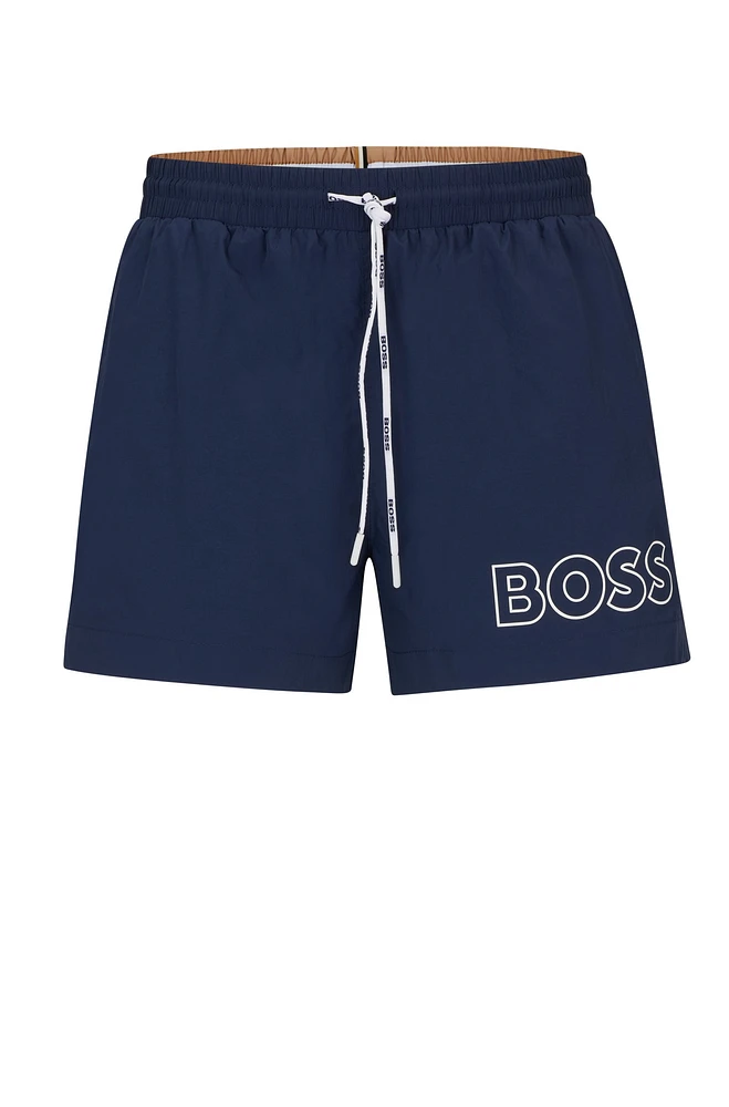 Quick-drying swim shorts with outline logo