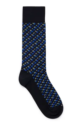 Monogram-motif socks in a mercerized cotton blend