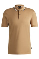 Slim-fit polo shirt cotton with striped collar