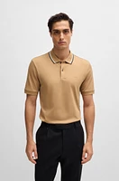 Slim-fit polo shirt cotton with striped collar