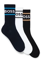 Three-pack of short socks with stripes and logo