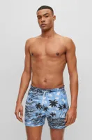 Seasonal-print swim shorts quick-drying fabric