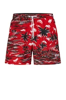 Seasonal-print swim shorts quick-drying fabric