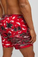 Seasonal-print swim shorts quick-drying fabric