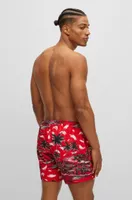 Seasonal-print swim shorts quick-drying fabric