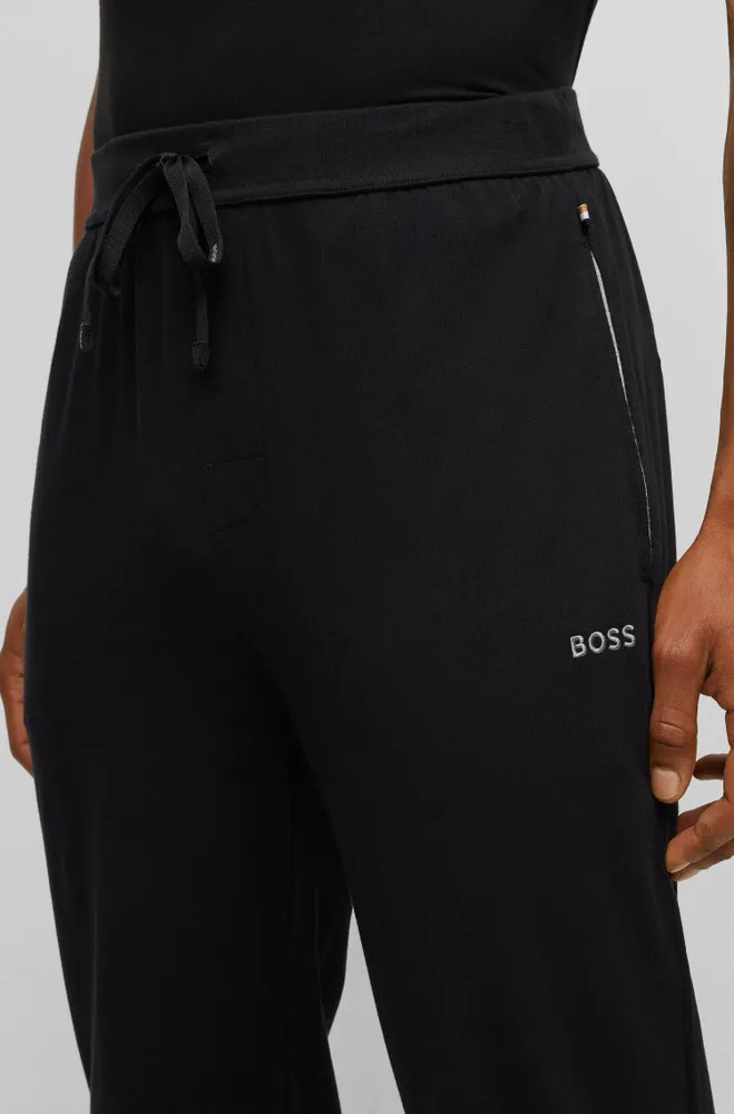 BOSS - Stretch-cotton tracksuit bottoms with embroidered logo