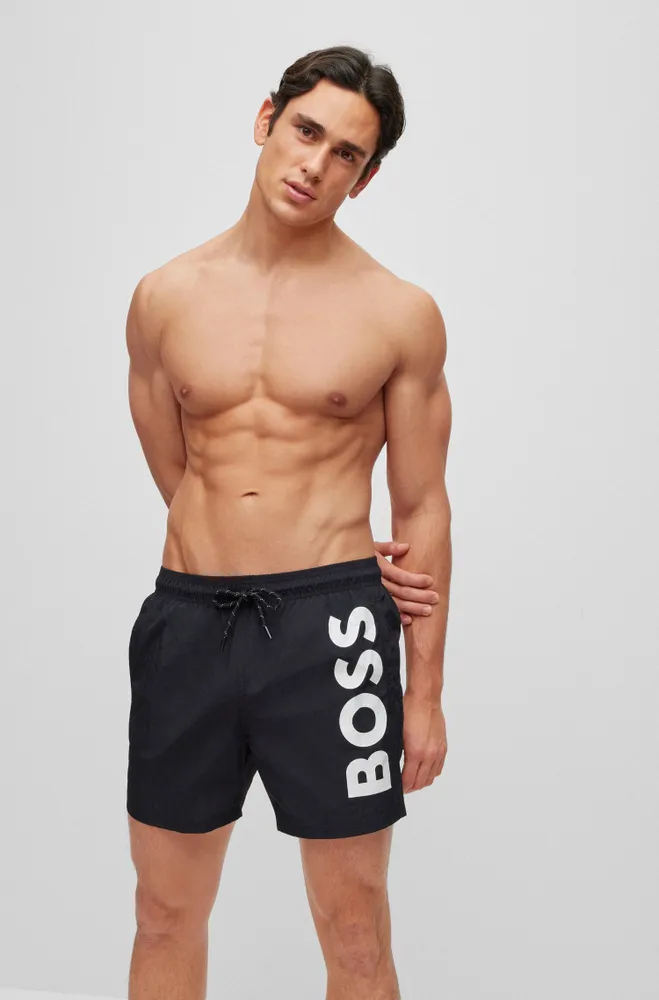 BOSS Quick-drying swim shorts with contrast logo