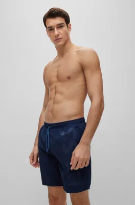 BOSS - Logo-embossed swim shorts Dark Blue