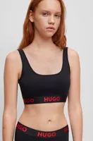 Bralette de algodón elástico con logos en la cinta