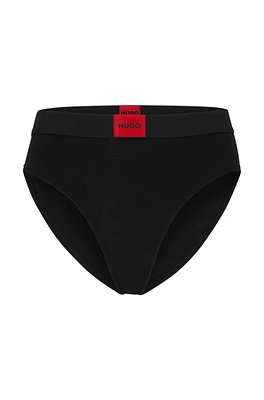 Stretch-cotton briefs with red logo label