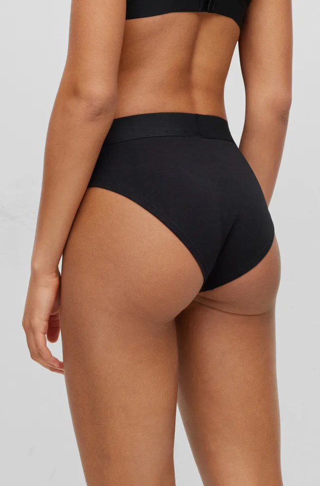 BOSS - Low-rise thong in stretch jersey with logo waistband