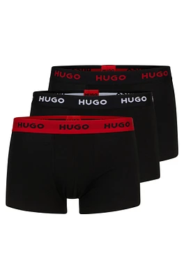 Three-pack of logo-waistband trunks stretch cotton