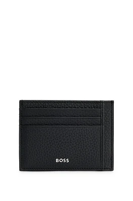 Italian-leather card holder with logo lettering