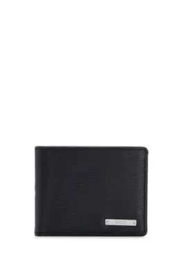 Italian-leather wallet with silver-tone branding