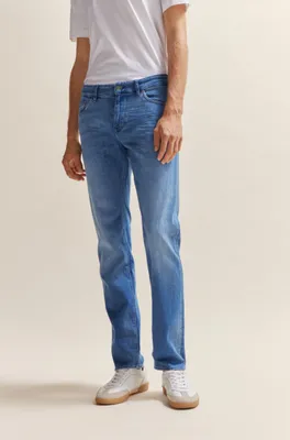 Regular-fit jeans blue Italian cashmere-touch denim