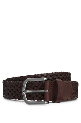 Woven-leather belt with logo keeper
