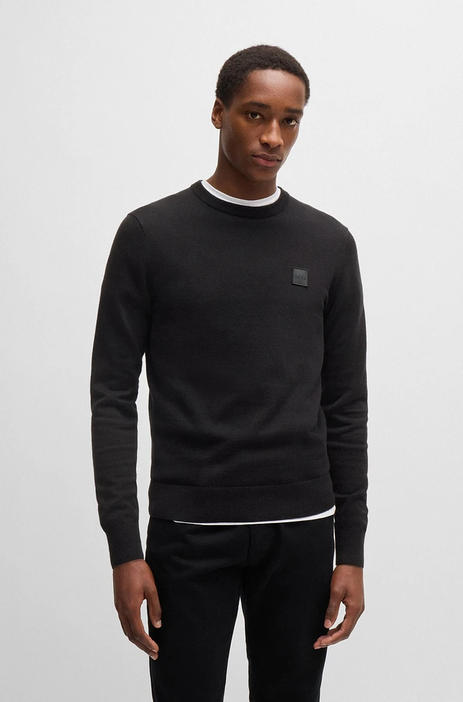 Crew-neck sweater cotton and cashmere with logo