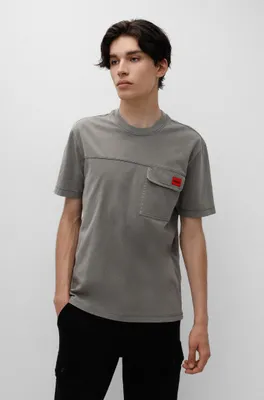 Relaxed-fit cotton T-shirt with flap chest pocket