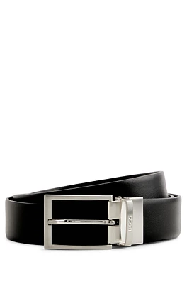 Reversible Italian-leather belt with logo keeper