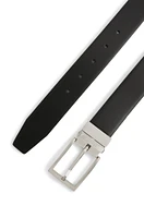 Reversible Italian-leather belt with logo keeper