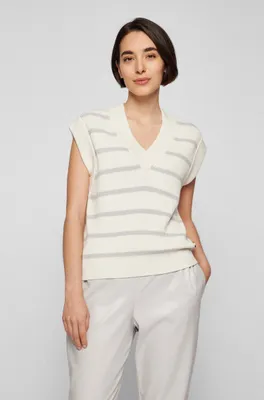 Relaxed-fit striped sweater cotton and silk