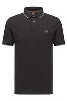 Stretch-cotton slim-fit polo shirt with logo patch