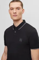 Stretch-cotton slim-fit polo shirt with logo patch