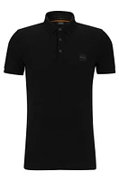 Stretch-cotton slim-fit polo shirt with logo patch