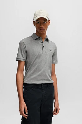 Stretch-cotton slim-fit polo shirt with logo patch