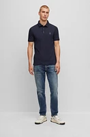 Stretch-cotton slim-fit polo shirt with logo patch