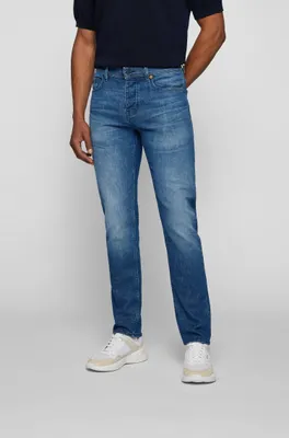 Tapered-fit jeans blue comfort-stretch denim