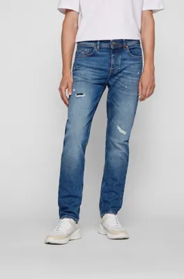 Tapered-fit jeans blue comfort-stretch denim
